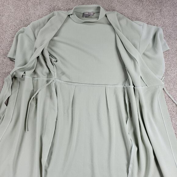 ASOS Womens Dress 4 Mint Green Textured Wrap V Neck Plunge Kimono Tie Waist - Picture 8 of 16